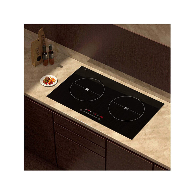 Energy Efficient Built-In Electric Induction Cooktop 3500W Stainless Steel Case 2 Heating Zones Commercial Use OEM