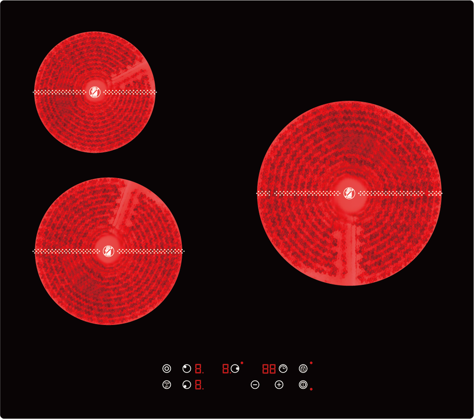 High Quality 4800W Touch Control Infrared 3 Burners Built-In Electric Cooktop Vitro Ceramic Hob Outdoor/Car/RV Use Electronic