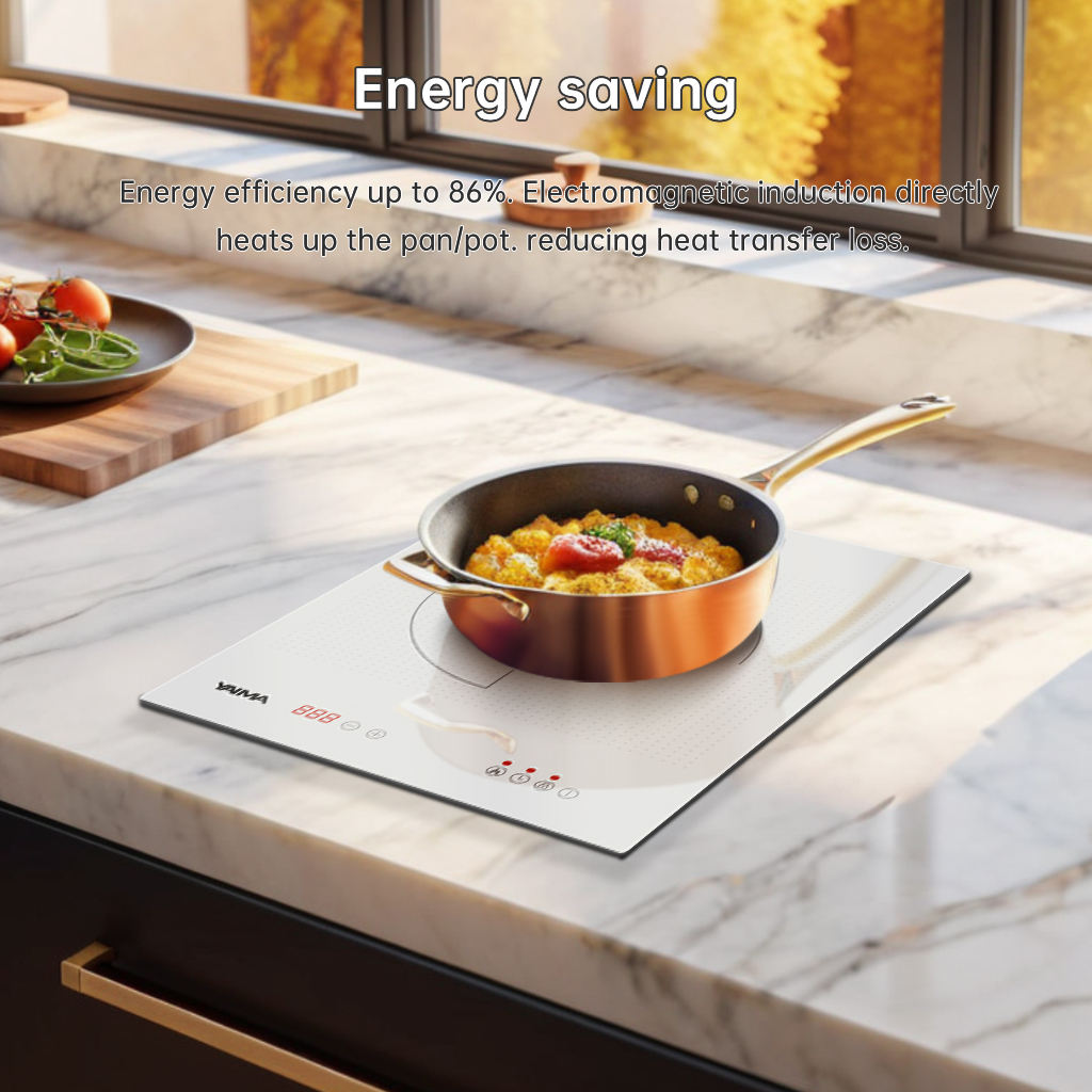 Kitchen Safety Child Lock Electric Stove Touch Control Single Burner Invisible White Induction Cooker 2000W Household RV Outdoor