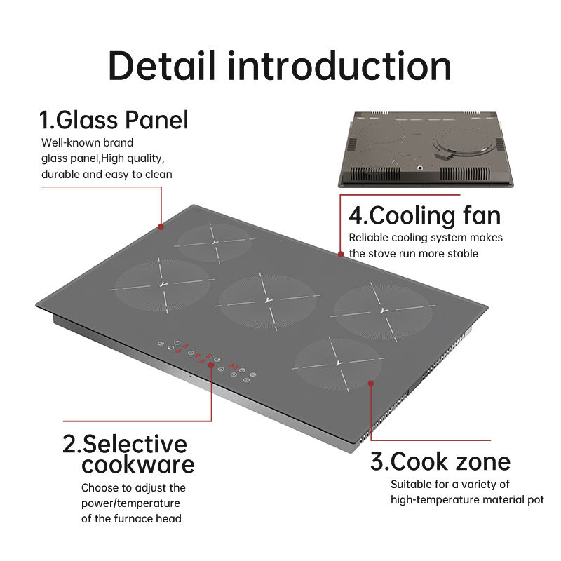 Kitchen Appliance Ceramic Stove Infrared Stove 5 Burners Ceramic Hob 6000W Custom