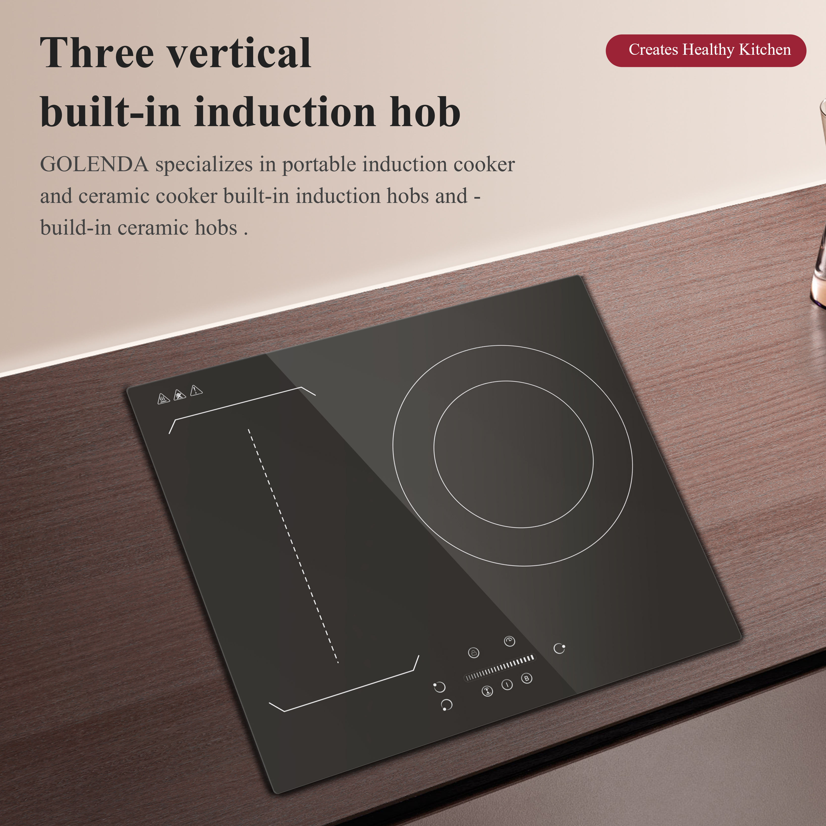 Golenda Bridge Type 6100W Built-in 3 Burner Electric Induction Cooktop with 1 Year Warranty for Commercial & Household Use