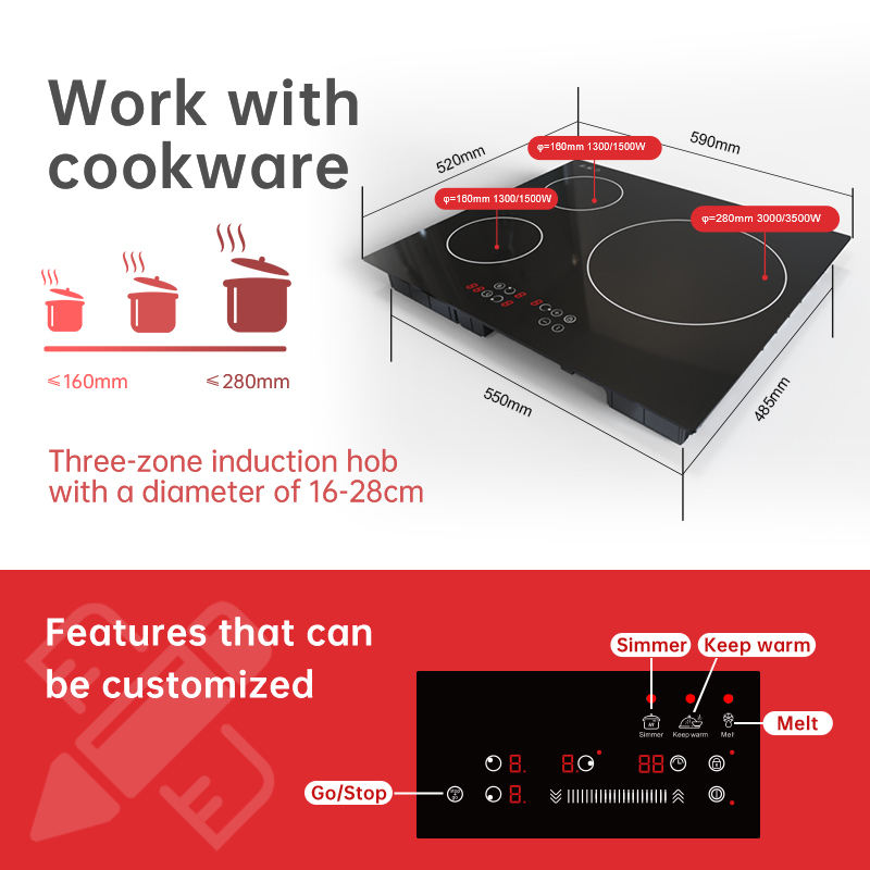 7000W Multi Burners Induction Hobs Fast Heating Induction Cooktop Energy Saving Induction Cooker