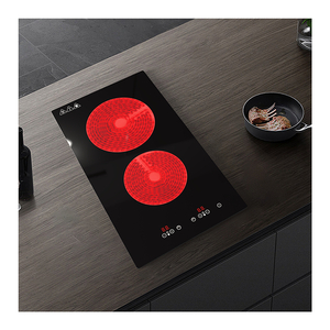 3000W Electric Built-In Induction Cooktop Dual Burner 9 Stage Setting Touch Keys Digital Display Plastic Hobs for Household Use