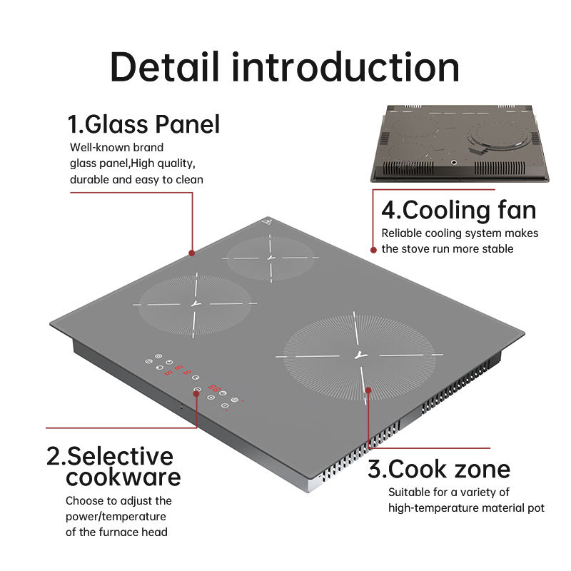 Good Quality GOLENDA Three Burners Built-in Infrared Cooker Electric Stainless Steel Cooktop 1 Year Warranty Timer Waterproof