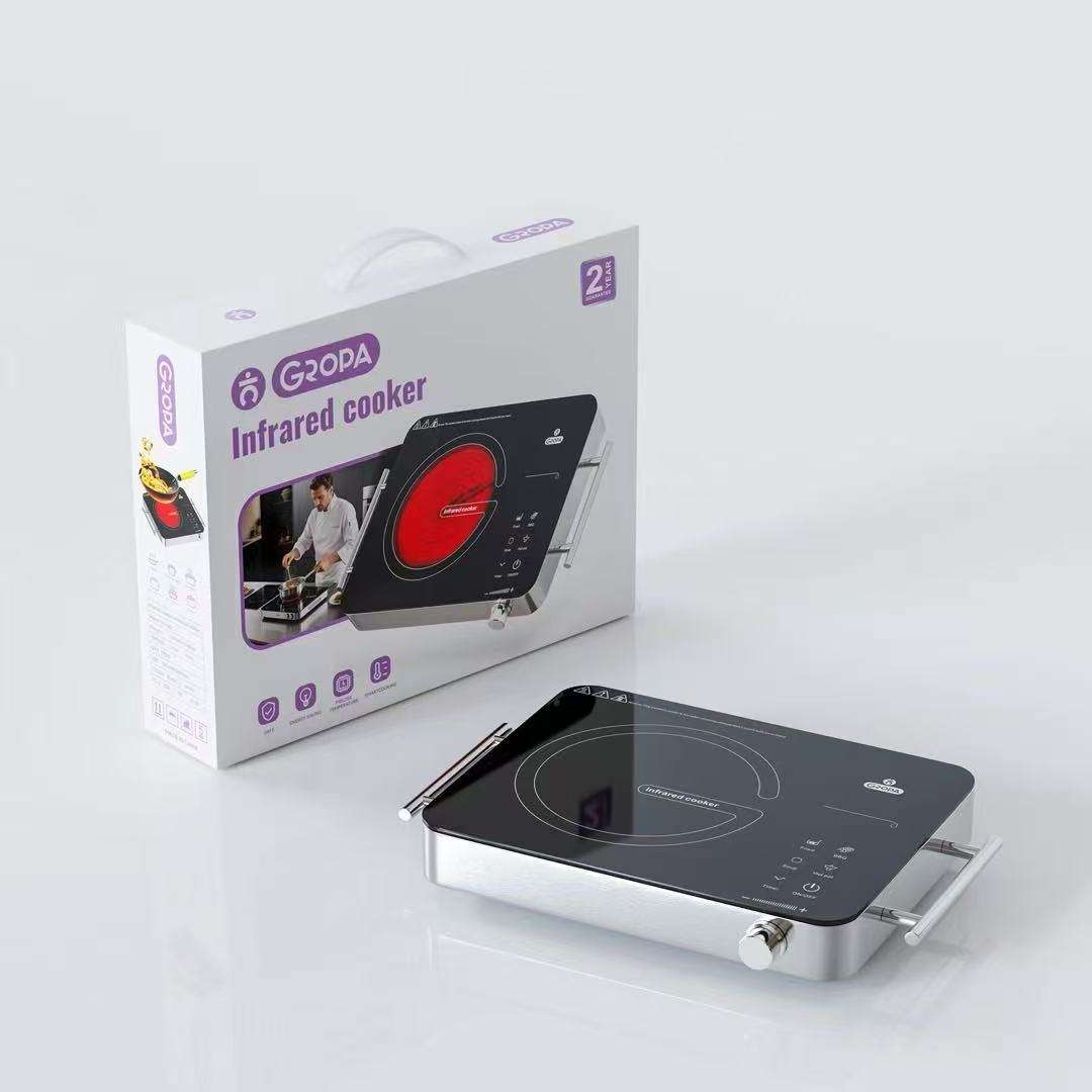 2200W Electric Portable Stainless Steel Infrared Cooktop with Touch Control Digit Segment Display for Car Use