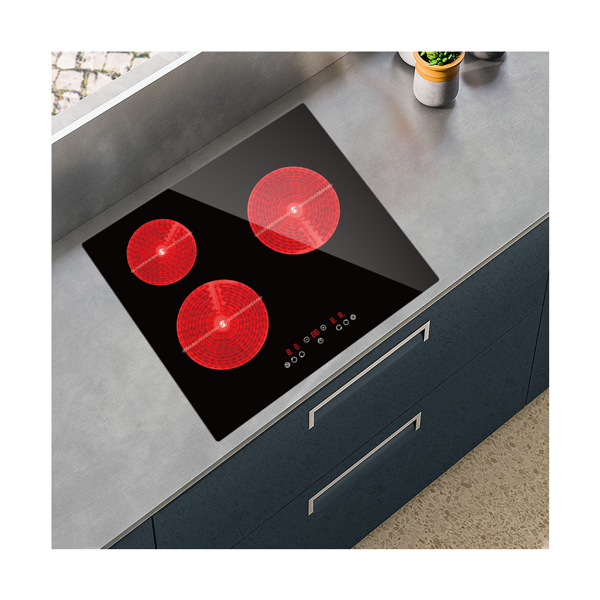 4800W Built-in Household Electric Cooktop Stove 3 Burner Smooth Ceramic Hob