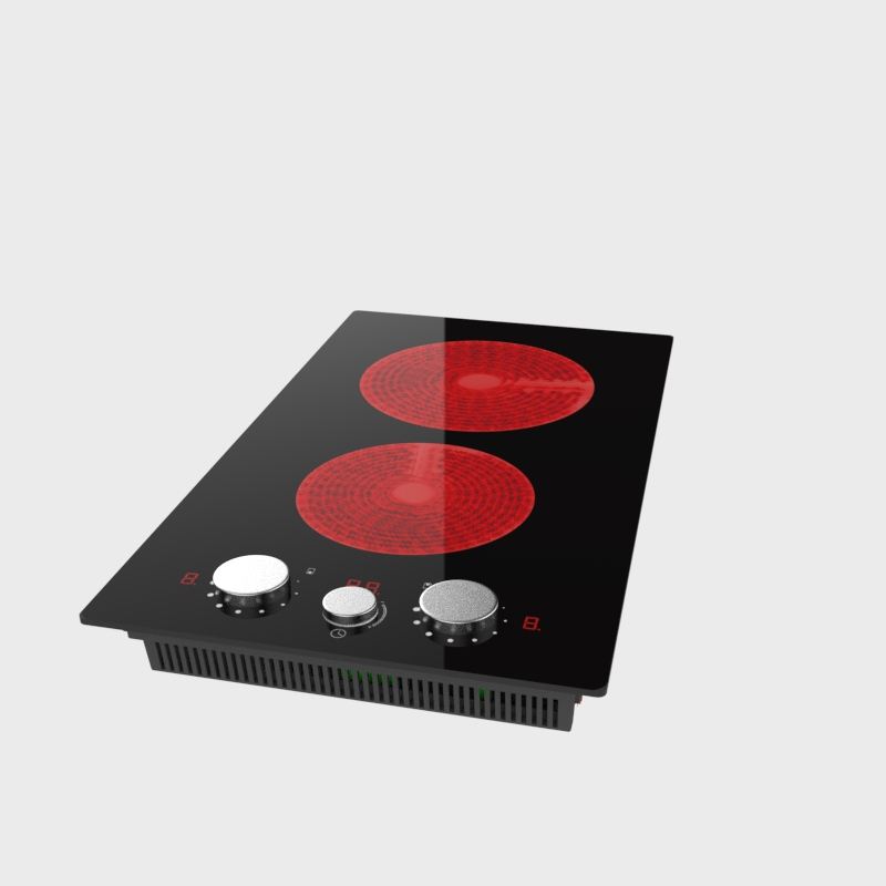 Golenda GLD-E3024 Hot Sale 3000W Built-In Household Electric Cooktop Dual Burner Knob Control Ceramic/Glass Surface Commercial