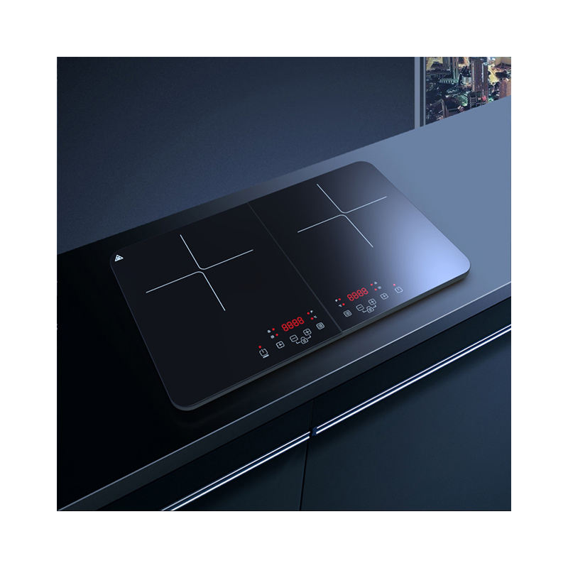 Digital Display Rechargeable 2 Burner Induction Cooktop 220V 3500W Portable Household Cooker with Touch Control Stainless Steel