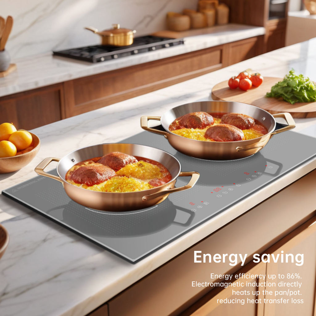 Custom Electric 3000W Built-in Stainless Steel Induction Cooktop with 2 Burners and Glass Ceramic Hobs for Household Use