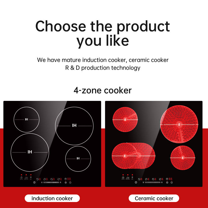 Household Smart 4 Burner Built-In Smooth Ceramic Induction Cooker Safety Child Lock Electric Hob Cooktop 7200W 1 Year Warranty