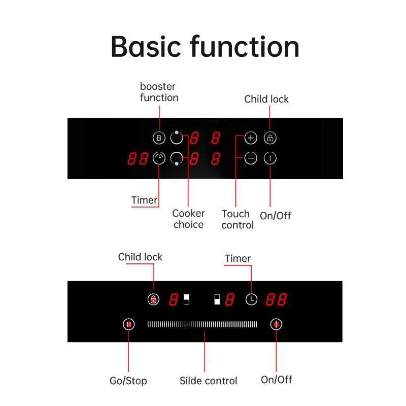 High Heat Output Slide 220v 2 Burners Cheap Induction Cooktop Multi-function Built-in Induction Cooker