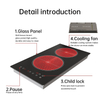 3000W Electric Built-In Induction Cooktop Dual Burner 9 Stage Setting Touch Keys Digital Display Plastic Hobs for Household Use