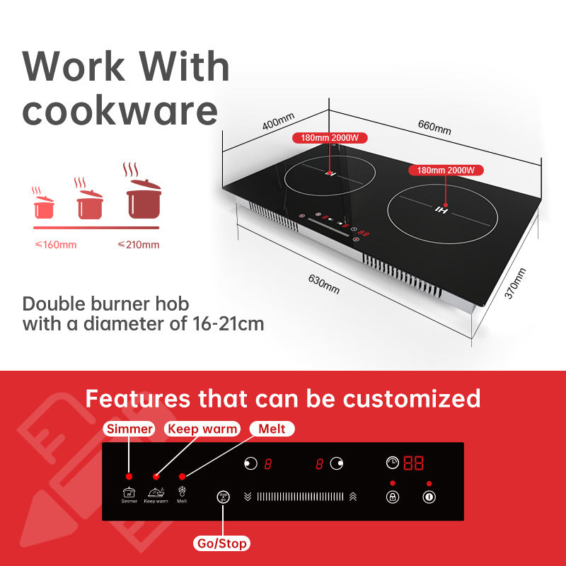 220V Efficient 3500W Hidden Induction Cooker Auto Pan Detection and Instant Heat Adjustment Electric Power Source