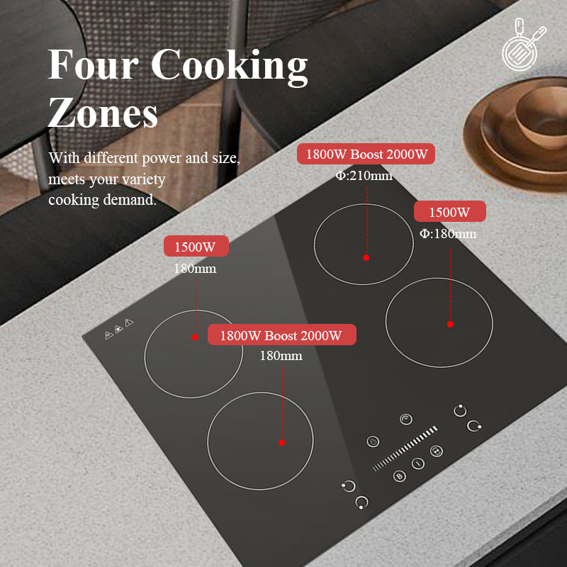 7000W 4 Burners Induction Stove Built-in Induction Hob Electric Induction Cooker With Childhood Lock
