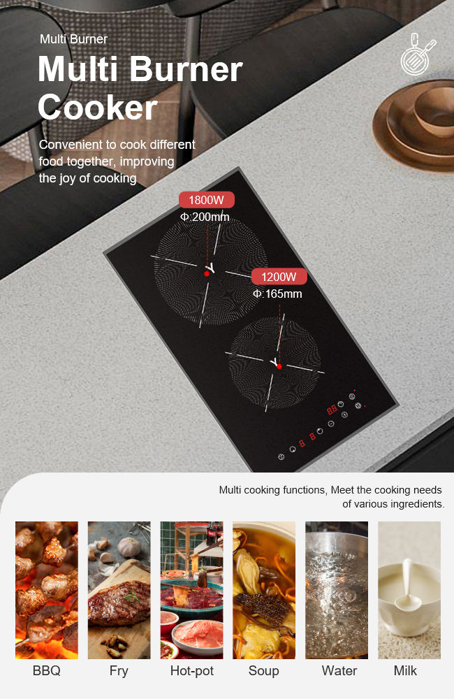 Golenda Double Burner Induction Cooktop 3000W 220V Built-in Plastic Surface Electric Cooker Model M-HD3004 for Household Use 1