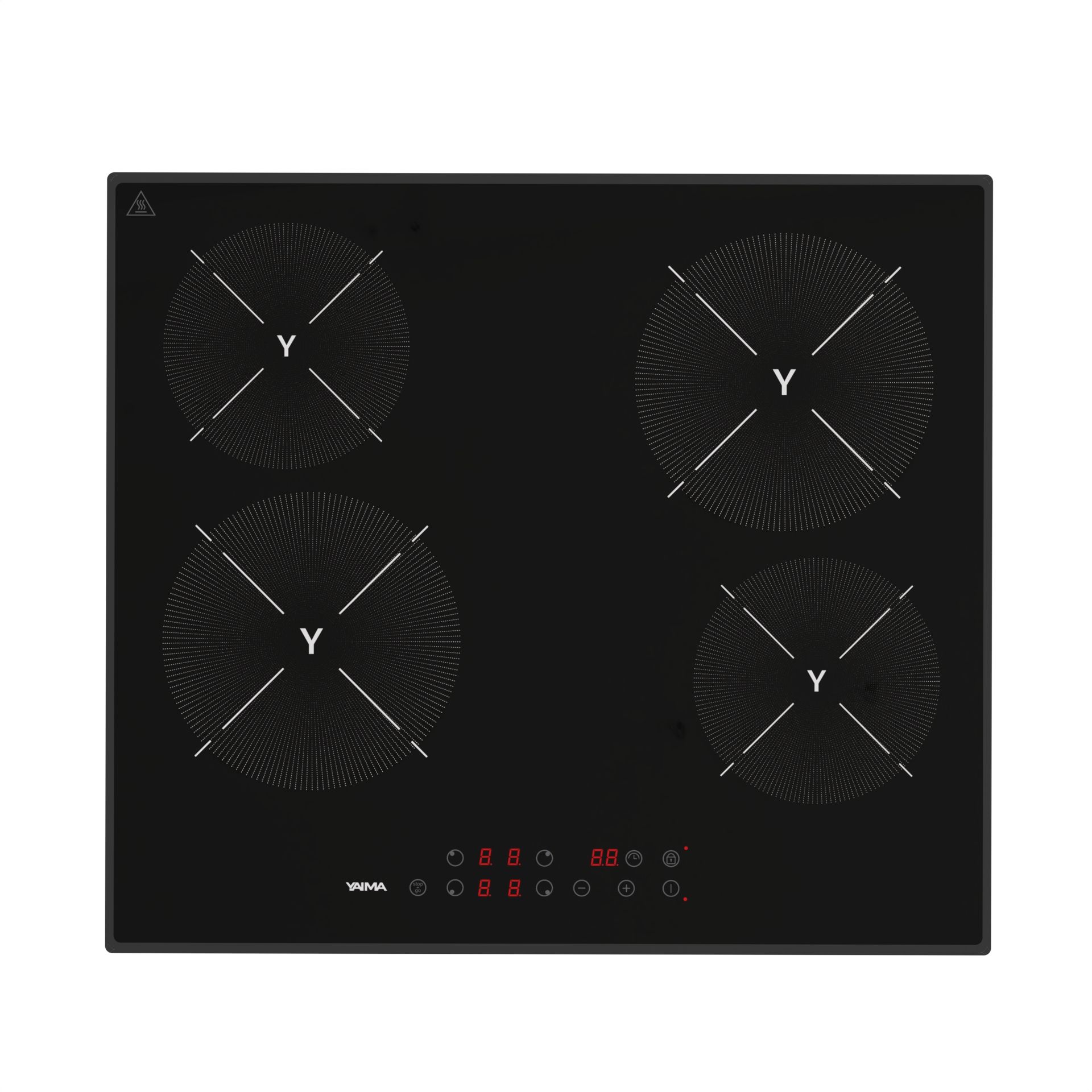 6000W 230V Built-In Electric Cooktop 4 Burner Smooth Plastic Cooker 4mm Thick Surface 9 Stage Power Setting Household Use Timer
