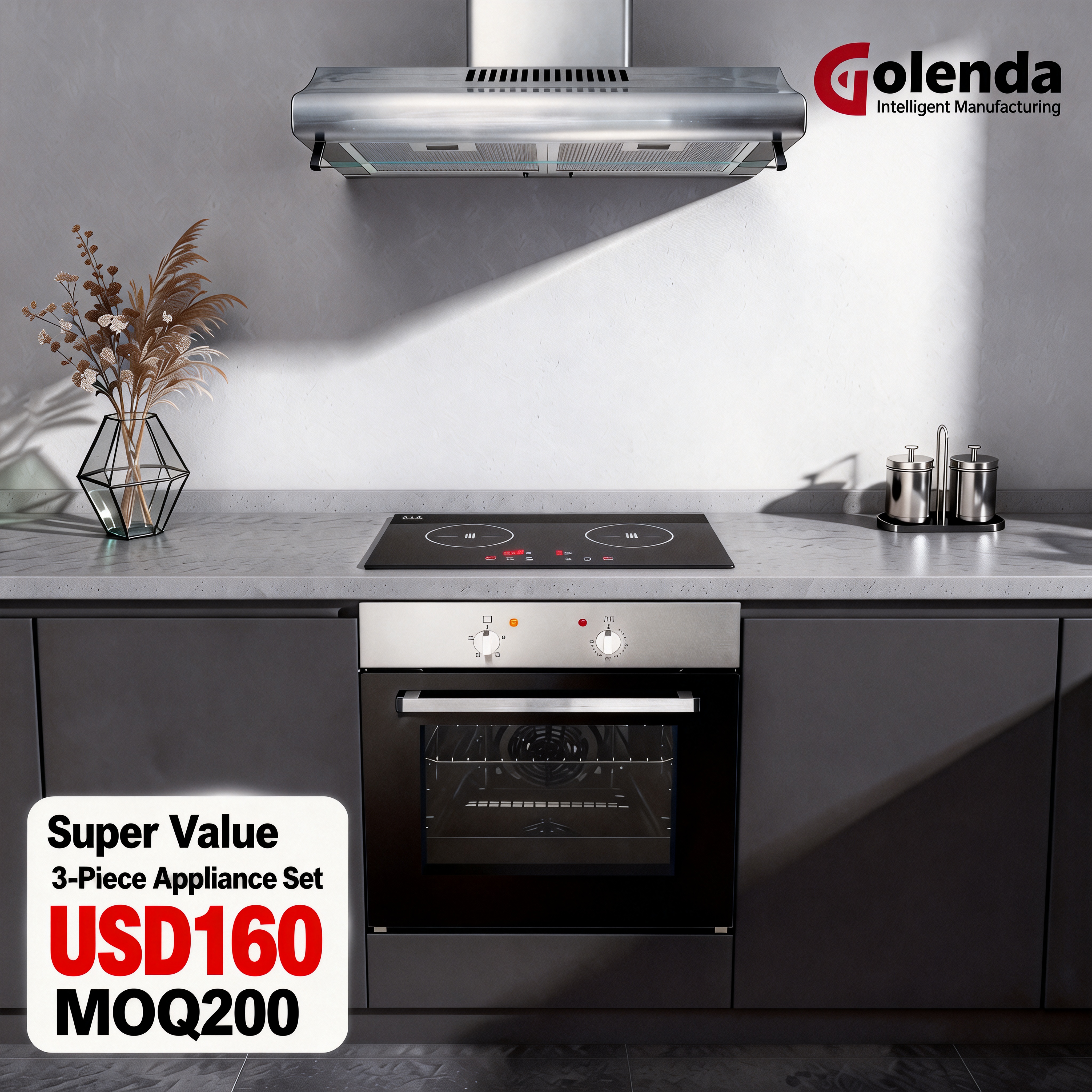 The most cost-effective kitchen appliance trio Lnduciton Cooktop Built-in Oven Range Hood