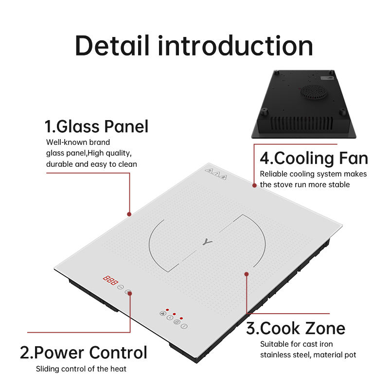 White Glass Built in Electric Cookhob Burner With Sensor Touch Screen Induction Cooktop Single Cooker