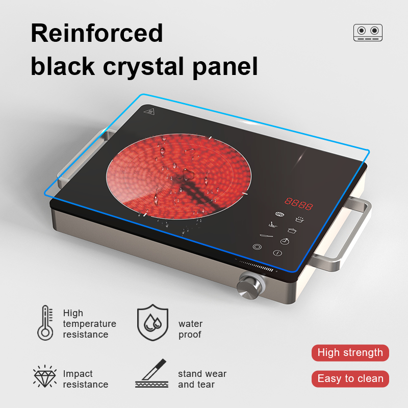 Stainless Steel Glass Top Portable Cooktop Electric Hot Plate with Touch Control 2200W Household Use