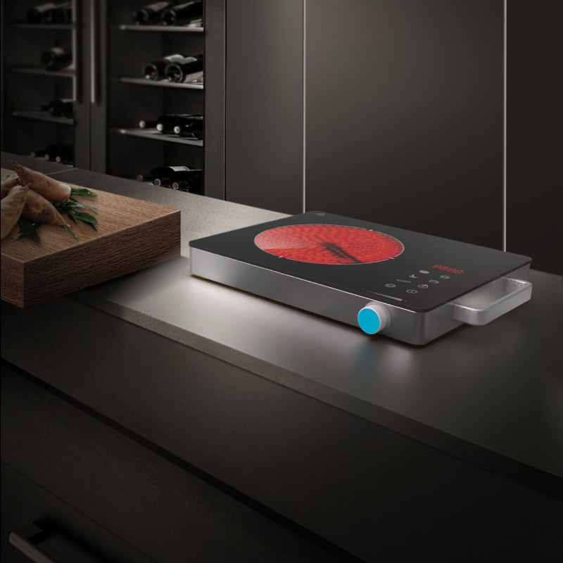2200W Electric Portable Stainless Steel Infrared Cooktop with Touch Control Digit Segment Display for Car Use