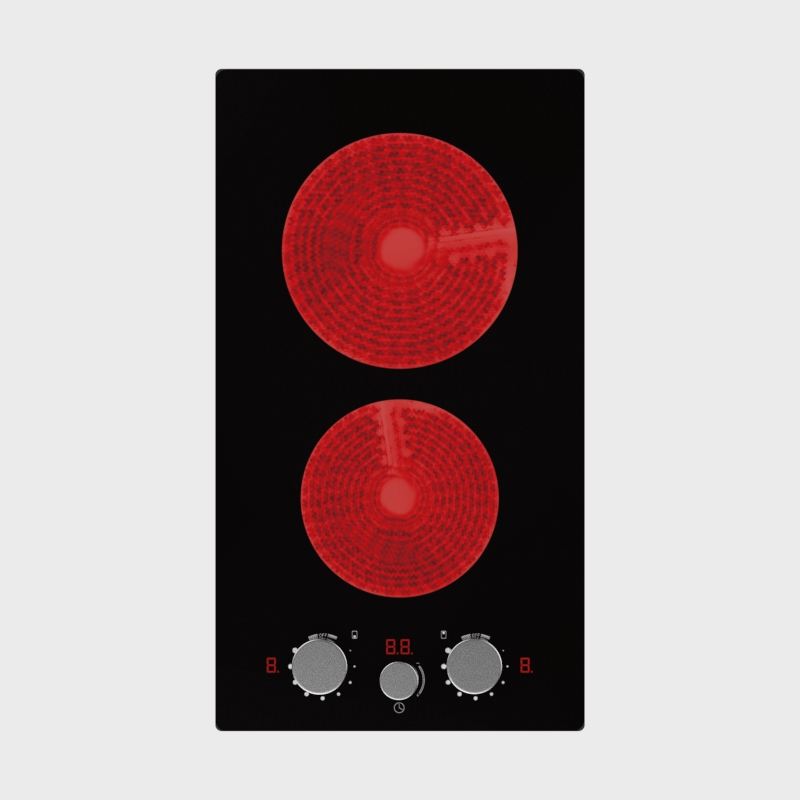 Golenda GLD-E3024 Hot Sale 3000W Built-In Household Electric Cooktop Dual Burner Knob Control Ceramic/Glass Surface Commercial