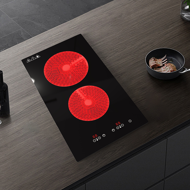 Touch Control Built-In Induction Cooker Digital Display Electric Cooktop 2 Burner 3000W Ceramic Hobs Household Use