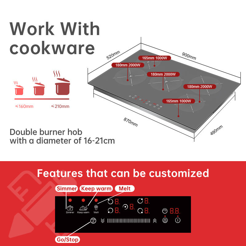 Kitchen Appliance Ceramic Stove Infrared Stove 5 Burners Ceramic Hob 6000W Custom