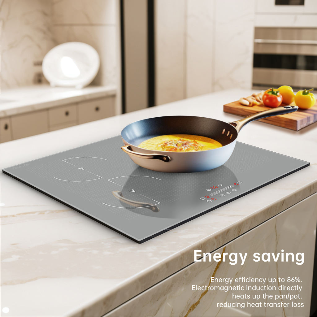 Grey Color 3 Burner Built-In Electric Induction Cooktop with Touch Control 7000W Power Household Use 1 Year Warranty