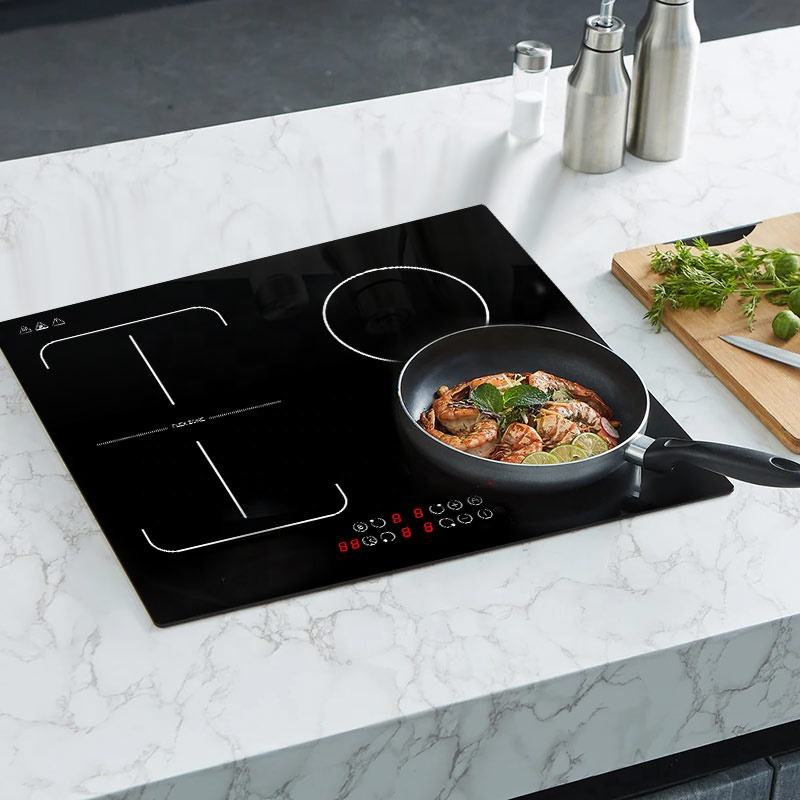 Golenda Bridge Type 6100W Built-in 3 Burner Electric Induction Cooktop with 1 Year Warranty for Commercial & Household Use