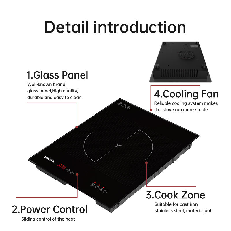 Best Price Black Glass Single Burner Electric Induction Cooker Countertop Waterproof for Car & RV Use 2000W 1 Year Warranty