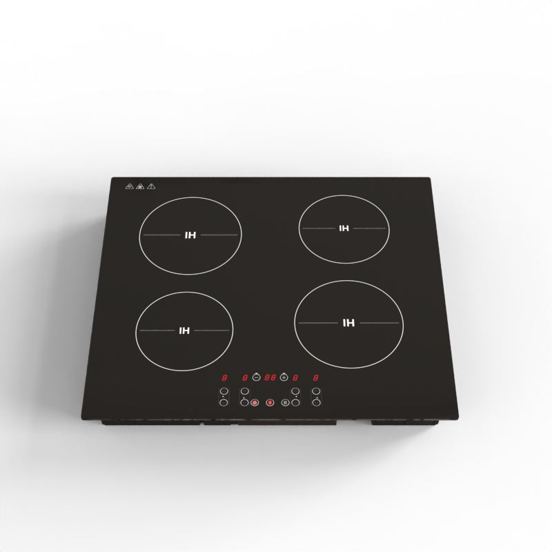 Induction Cooktop 220V 4 Zones 4 Burners 7200W Touch Control Built-In Stainless Steel Surface Fast Heating App-Controlled 1-Year