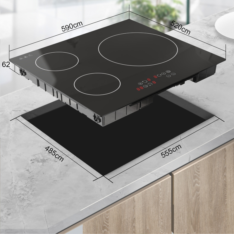 High Tech Touch Control Commercial Household Electric Induction Cooktop 3 Burners 7000W 220V Built-in Ceramic/Glass Surface 3