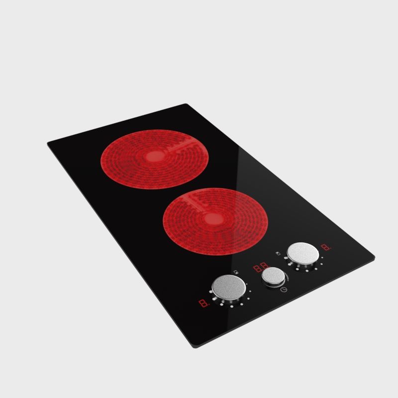 Golenda GLD-E3024 Hot Sale 3000W Built-In Household Electric Cooktop Dual Burner Knob Control Ceramic/Glass Surface Commercial