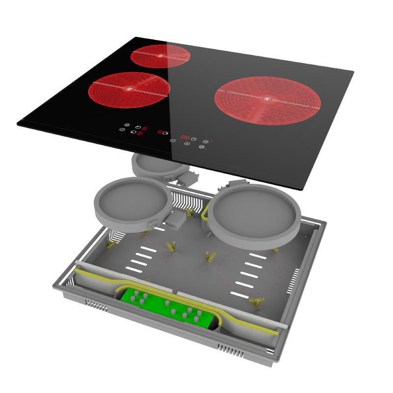 4800W Built-in Household Electric Cooktop Stove 3 Burner Smooth Ceramic Hob