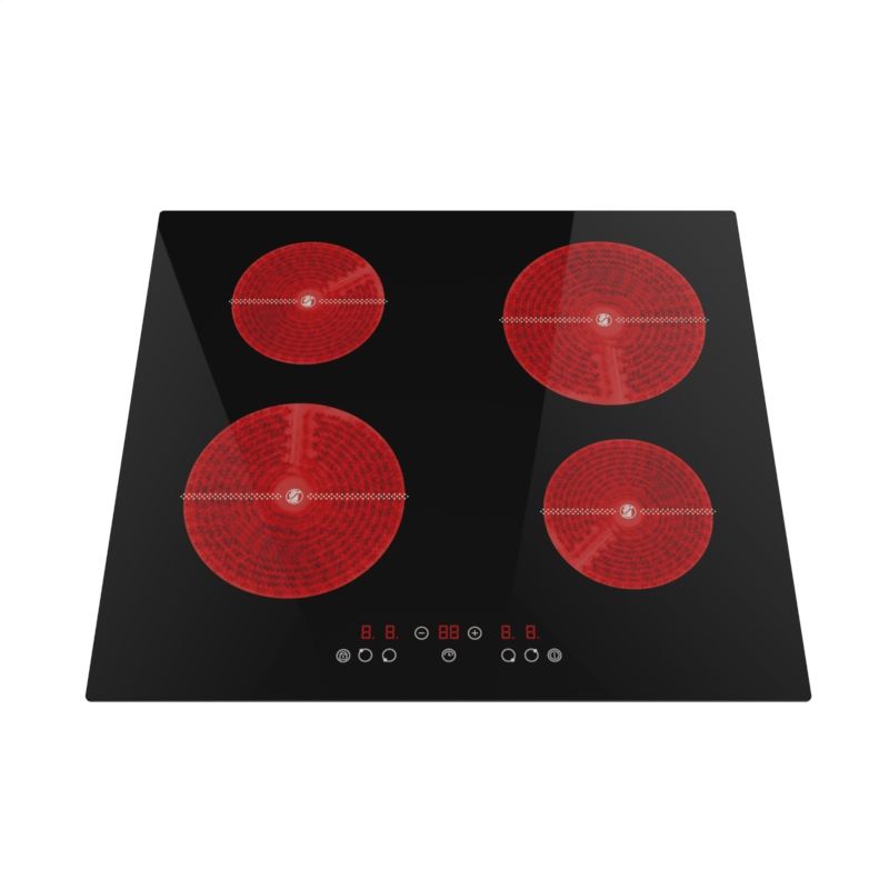 Hot Sales Built-In 4 Burner Electric Smooth Ceramic Cooktop with 4 Zones for Household & Car Use