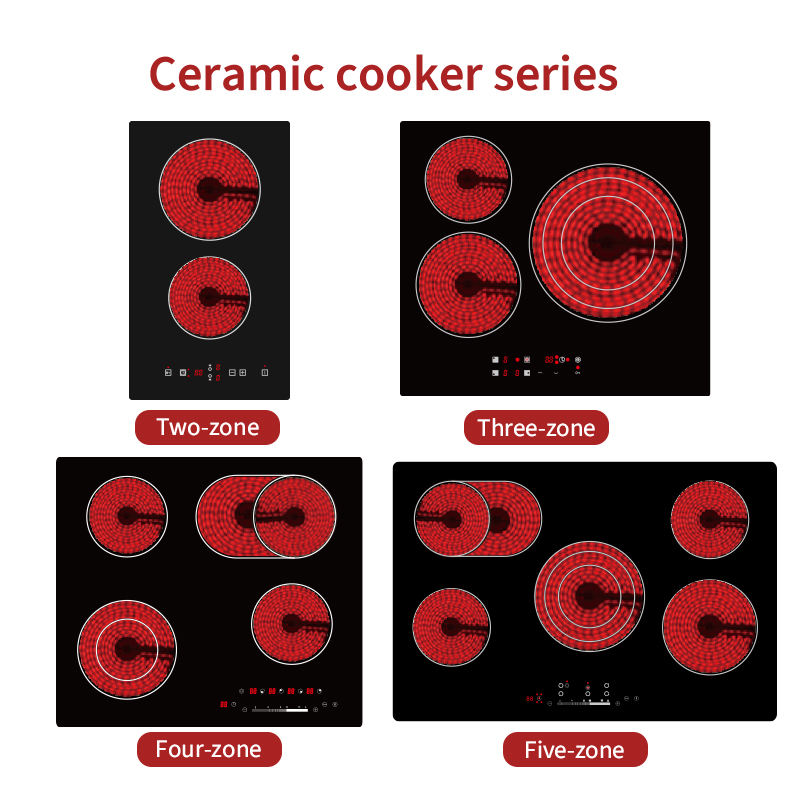 High Smart Electric Infrared Waterproof 5-Burner Built-In Induction Cooktop with Sensor Touch Screen Control 8400W Glass Surface