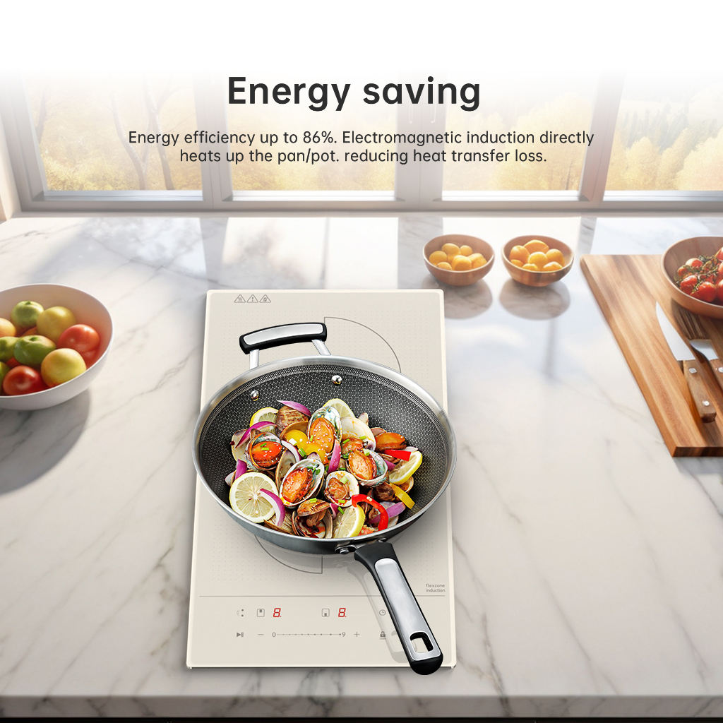 Portable 2 Burner Induction Cooker RV Ready 3500W Touch Control Built-In Household Use