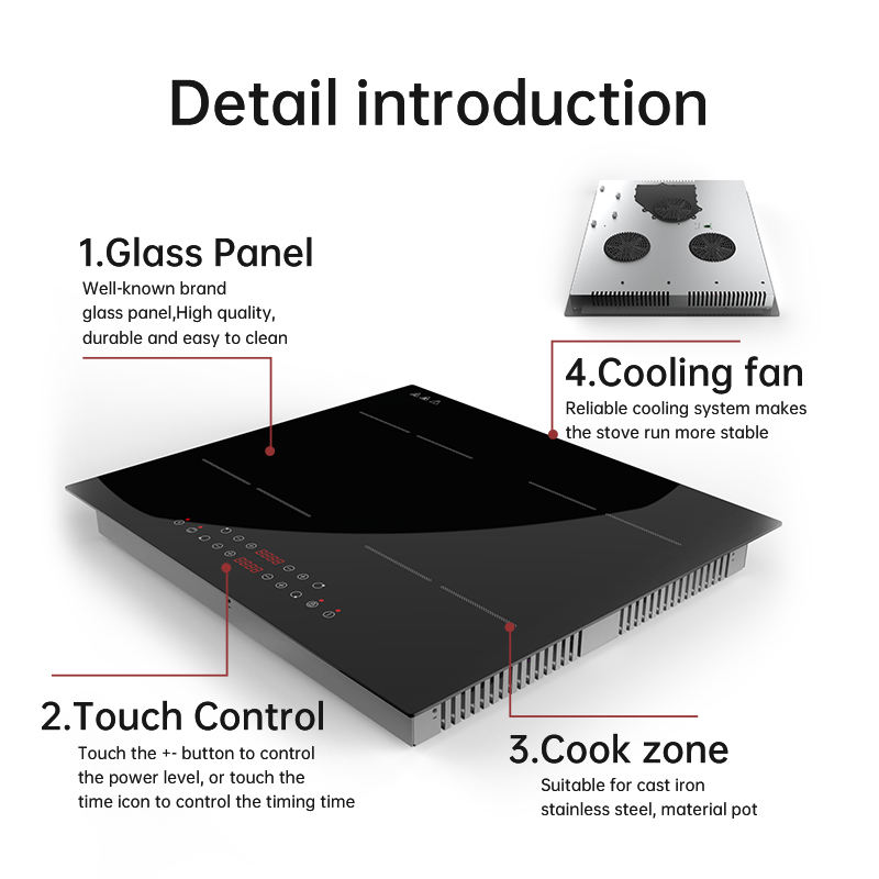 6800W Induction Cooker Ventilation System 220V Induction Range Stove for Smoke Free Cooking Induction Cooktop Built-in