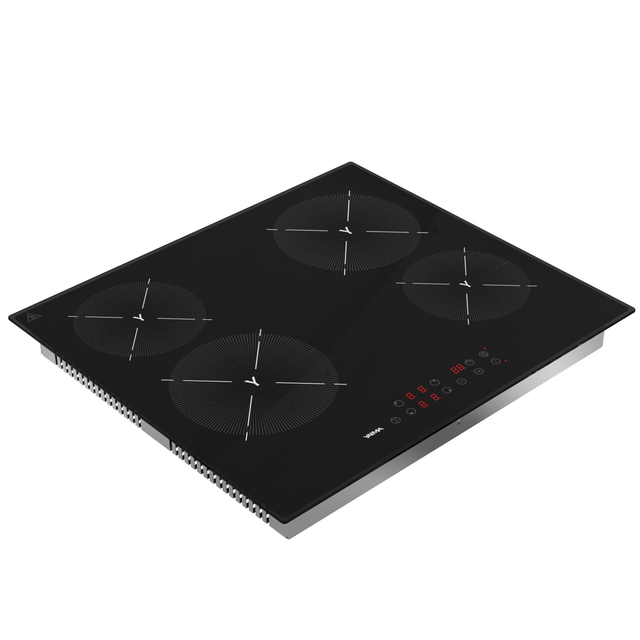 6000W 230V Built-In Electric Cooktop 4 Burner Smooth Plastic Cooker 4mm Thick Surface 9 Stage Power Setting Household Use Timer