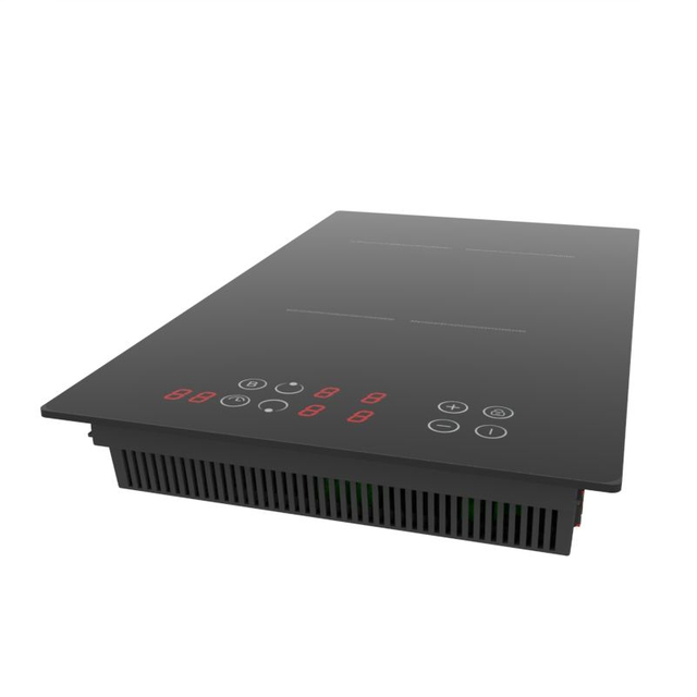 3000W Built-In Household Electric Induction Cooker Turbo Fan Cooling 2 Burners Touch Control Toughened Glass Panel Enhanced