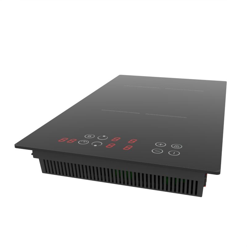 3000W Built-In Household Electric Induction Cooker Turbo Fan Cooling 2 Burners Touch Control Toughened Glass Panel Enhanced