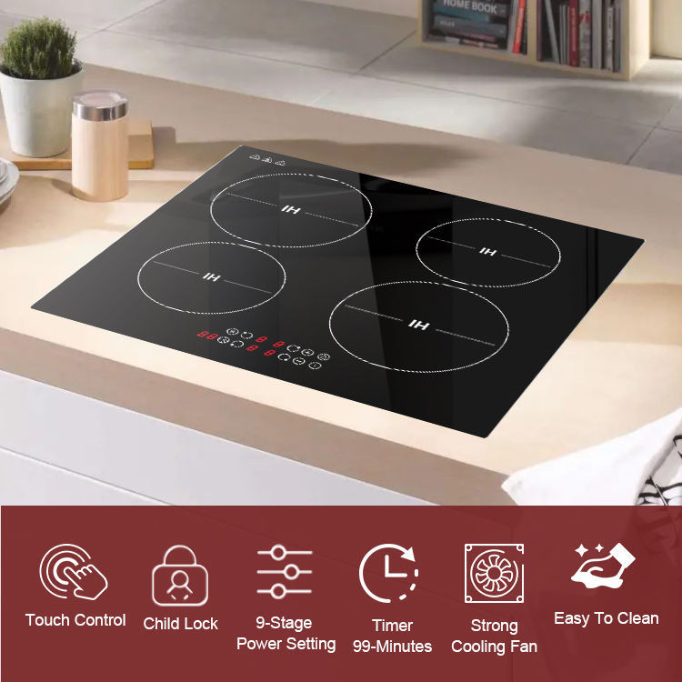 High Quality 7200W Built-In 4 Burners Electric Induction Cooktop for Household Use