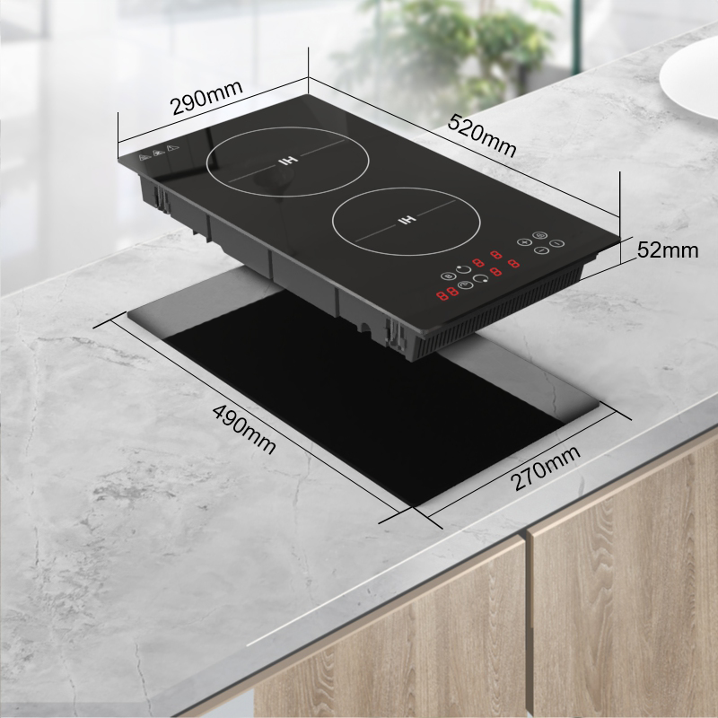High Quality 3500W Double Induction Cooktop Hob Electric Domino with 2 Zones Built-in Installation for Household Use