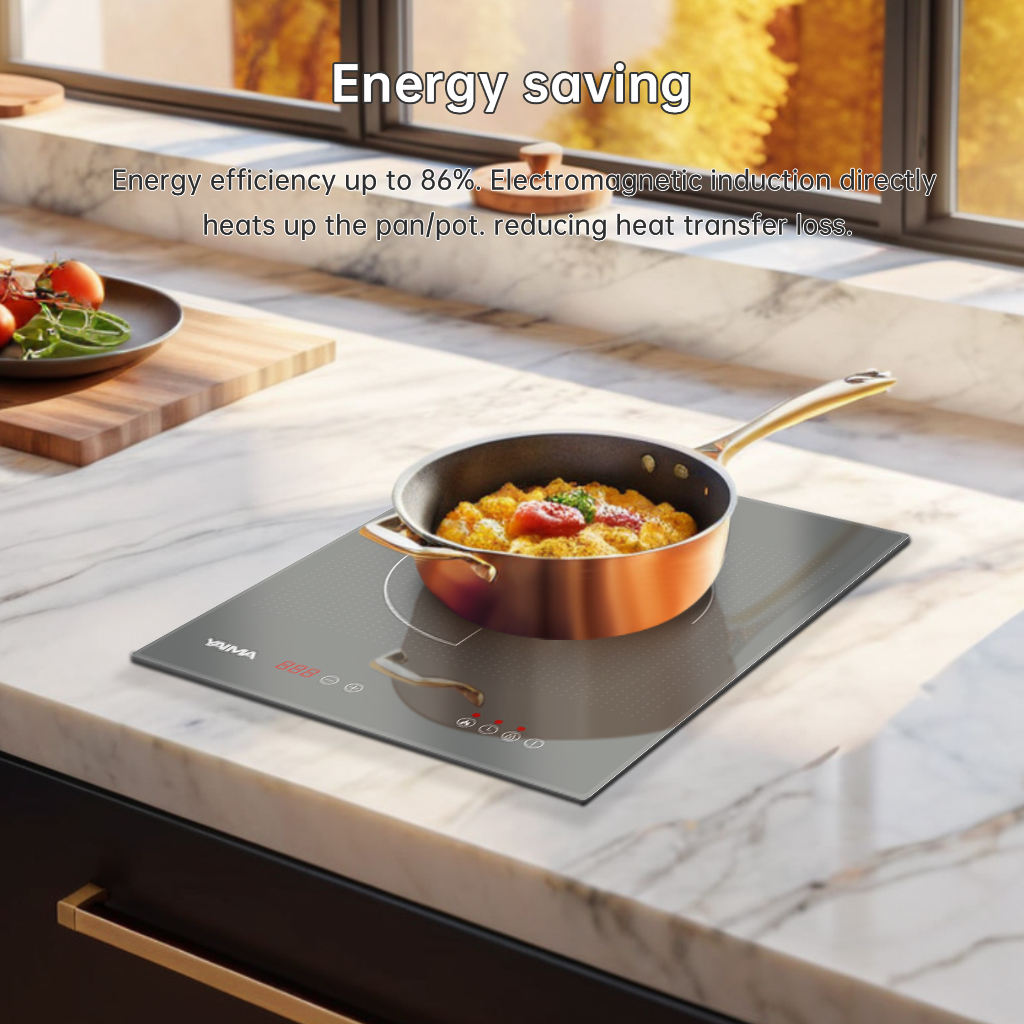 Grey Glass 2100W Electric Stainless Steel Induction Cooktop Countertop Single Burner Stove Touch Control Booster Household