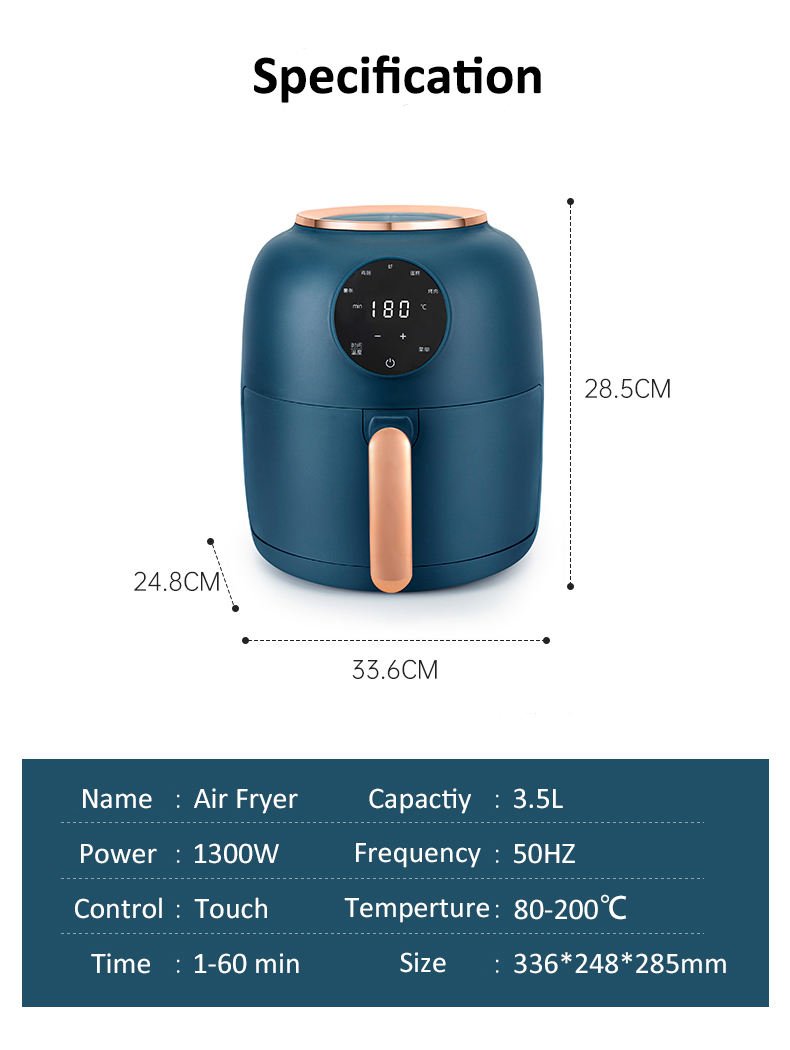 Modern Digital Screen Oil-Free Air Fryer Oven Non-Stick Basket for Household RV Use Electric Power Source Durable Plastic