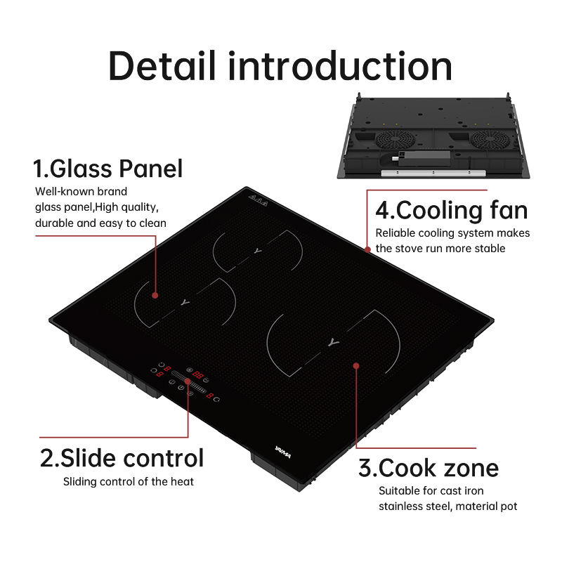 Newly Launched Electric Built-In Induction Cooktop Ultra Slim 3 Burner Touch Control 7000W 5-Year Warranty Household Use Black