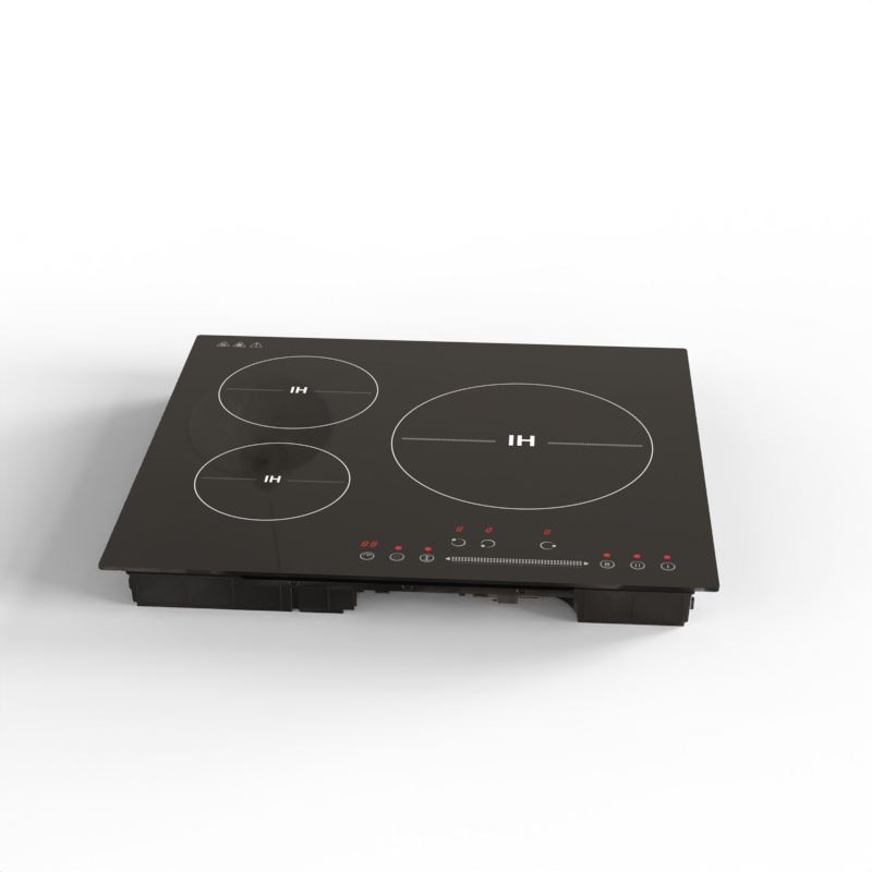 Induction Cooktop 220V 4 Zones 4 Burners 7200W Touch Control Built-In Stainless Steel Surface Fast Heating App-Controlled 1-Year