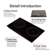 Electric Double Tempered Glass Ceramic Cooktop 4400W 220V Built-in with 2 Burners Residual Heat Indicator Timer Household Use