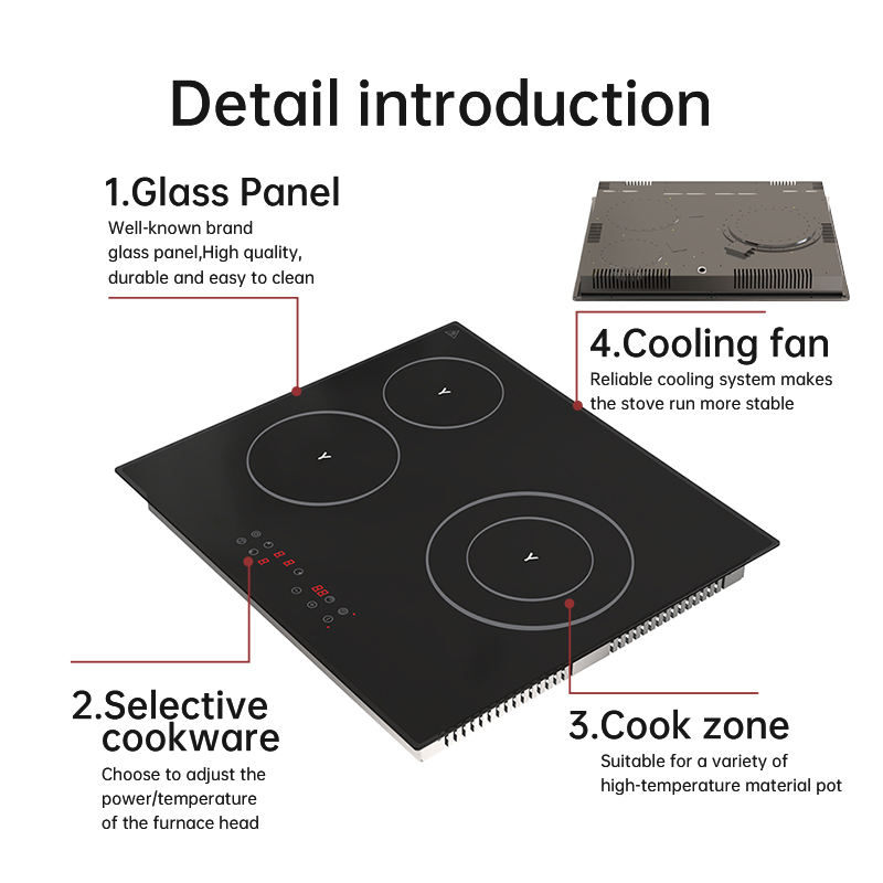 Kitchen Household 3 Burners 220v Induction Ceramic Cooker 4800W Vitro Ceramic Cooktop Built-in Infrared Hob