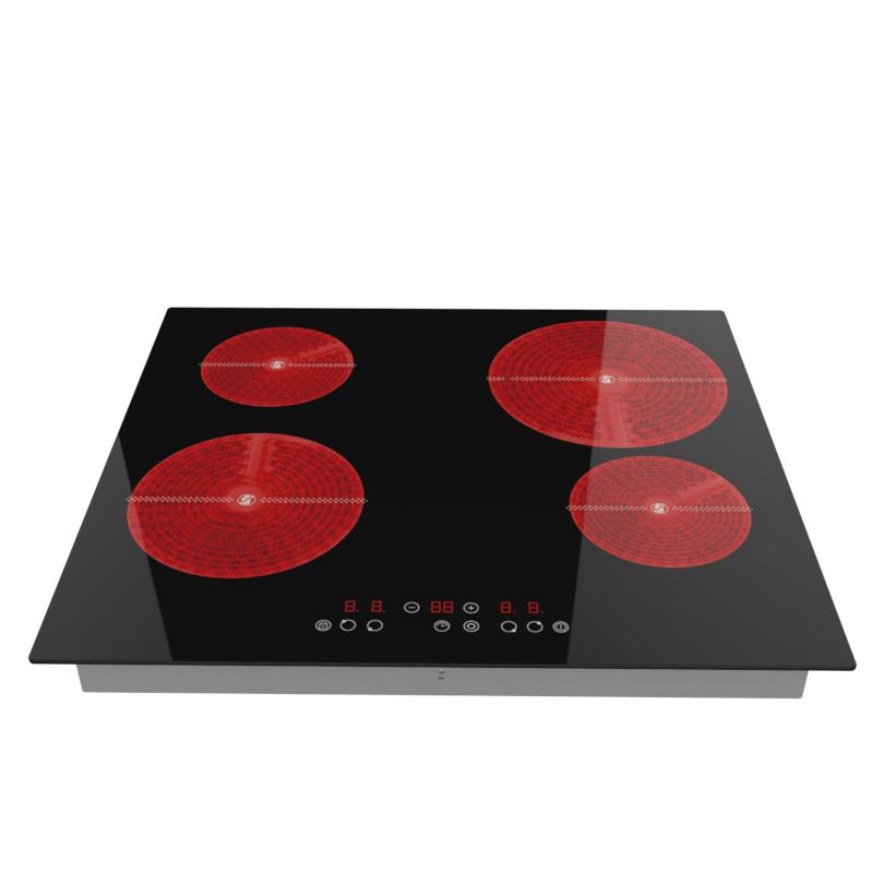 High Grade Electric Glass Ceramic Infrared 4-Burner Built-In Cooktop with 4 Zones for Household RV/Car Use